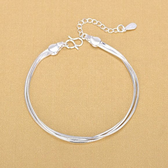 925 Silver Three Strand Snake Bracelet - Picture 4 of 9